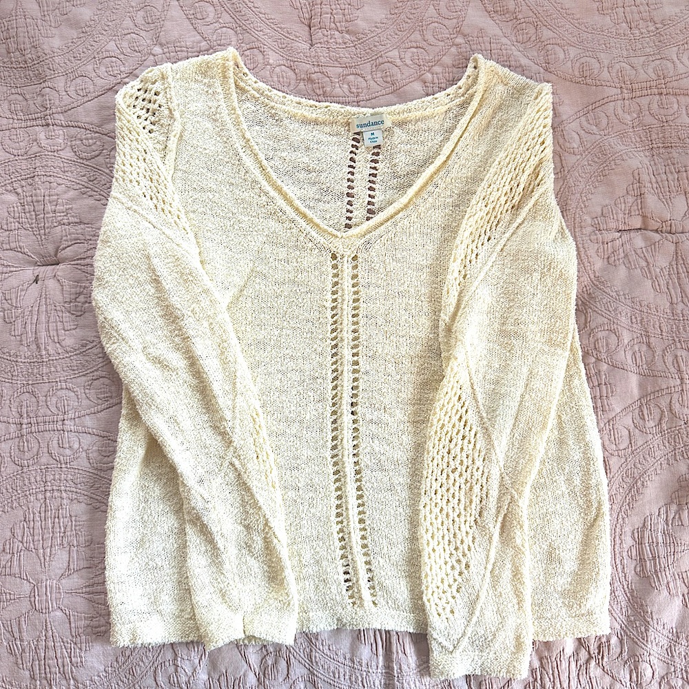 Sundance Catalog Women’s Cream Knit Sweater size Medium great for Spring